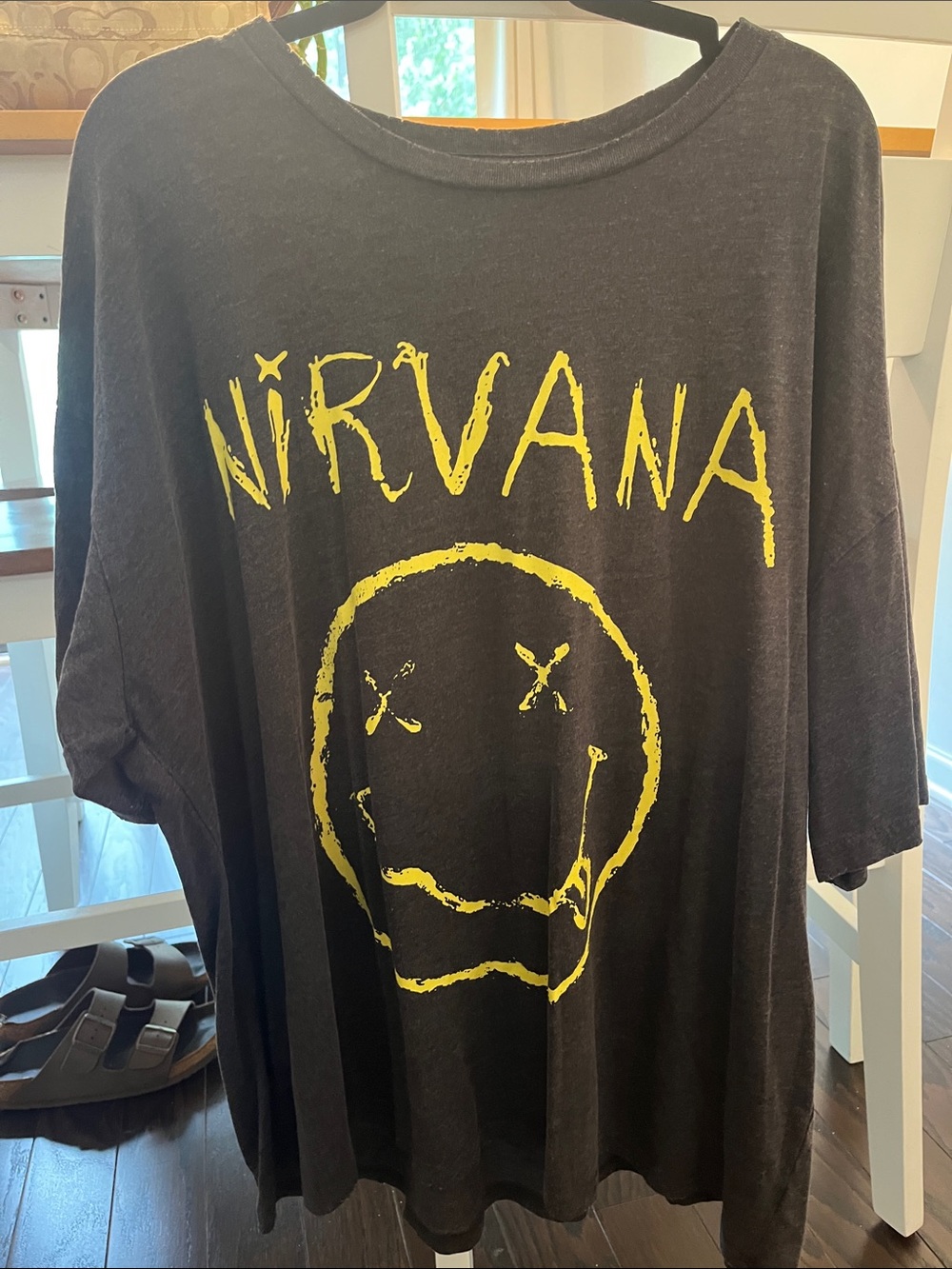 NIRVANA NWT XL Black Tee with Yellow Smiley Graphic